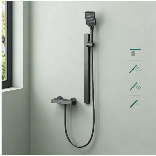 Mai & Mai Duschsystem Duscharmatur mit Regendusche Duschkopf 3 Strahlarten Arvexa-02, 3 Strahlart(en)