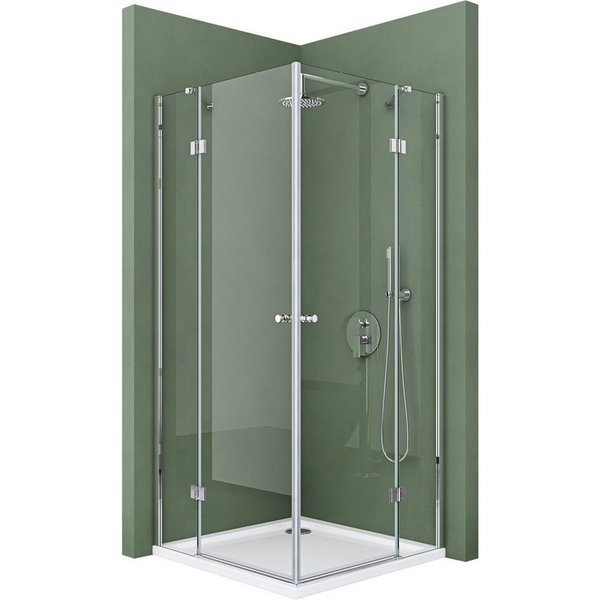 Mai & Mai Eckdusche Duschkabine Dusche Eckeinstieg Duschabtrennung ESG Glas mit NANO R01, BxT: 80x80 cm