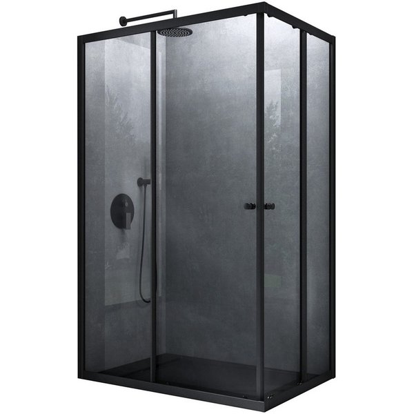 Mai & Mai Eckdusche Duschkabine mit Doppel-Schiebetür ESG-Glas mit Nano-Beschichtung R16K, BxT: 75x75 cm, Einscheibensicherheitsglas (ESG), Mit Aluminiumrahmen,