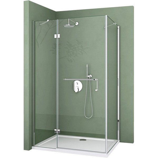 Mai & Mai Eckdusche Eckduschkabine rahmenlos mit Drehtür ESG-Glas Nano-Beschichtung Rav04, BxT: 90x70 cm, Einscheibensicherheitsglas, 6mm ESG-Sicherheitsglas,Ma