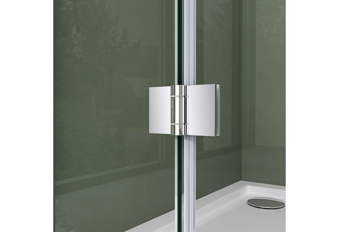 Mai & Mai Eckdusche Eckduschkabine rahmenlos mit Drehtür ESG-Glas Nano-Beschichtung Rav04, BxT: 90x70 cm, Einscheibensicherheitsglas, 6mm ESG-Sicherheitsglas,Ma – Bild 5 von 5