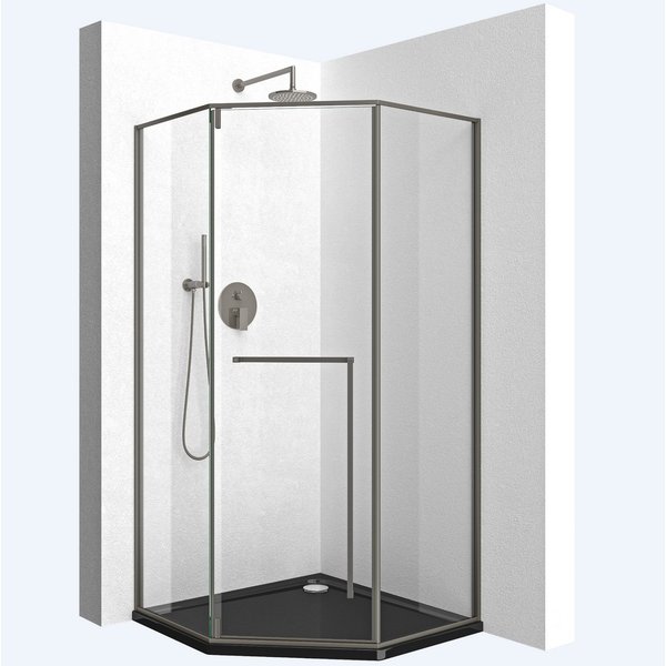 Mai & Mai Fünfeckdusche Duschkabine Eckdusche 8mm ESG-Glas mit Nano H:200cm Rav68K-P, BxT: 80x80 cm, Sicherheitsglas, Nano-Beschichtung, ESG-Glas