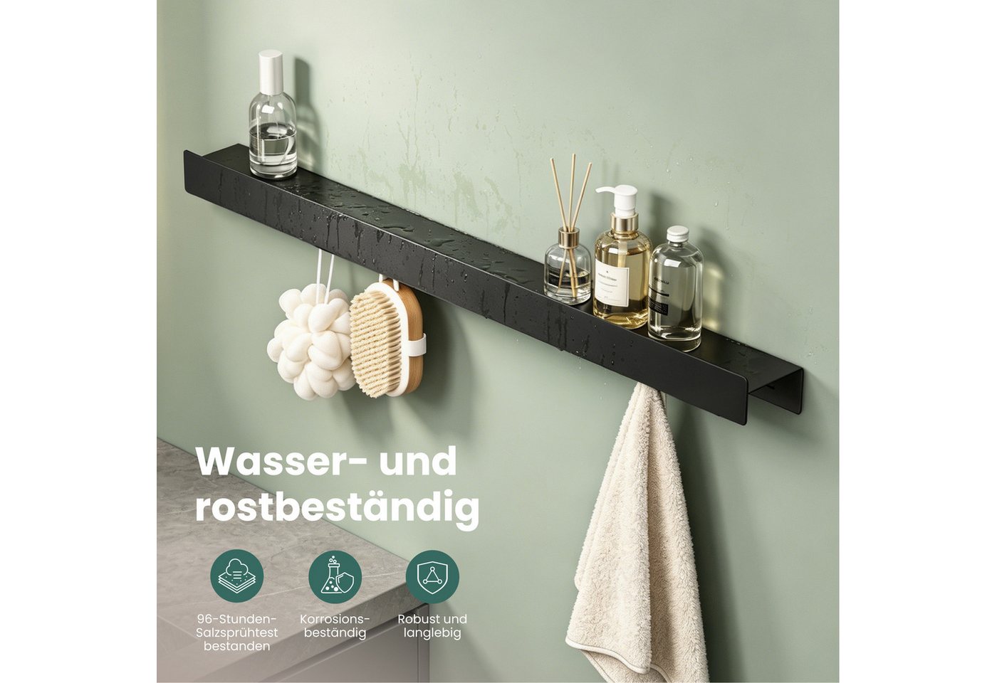 Mai & Mai Garderobenleiste Garderobenleiste mit Ablage und 4, 6 oder 8 Haken Wandmontage Stalo-11, Kohlenstoffstahl mit elektrostatischer Beschichtung – Bild 5 von 5