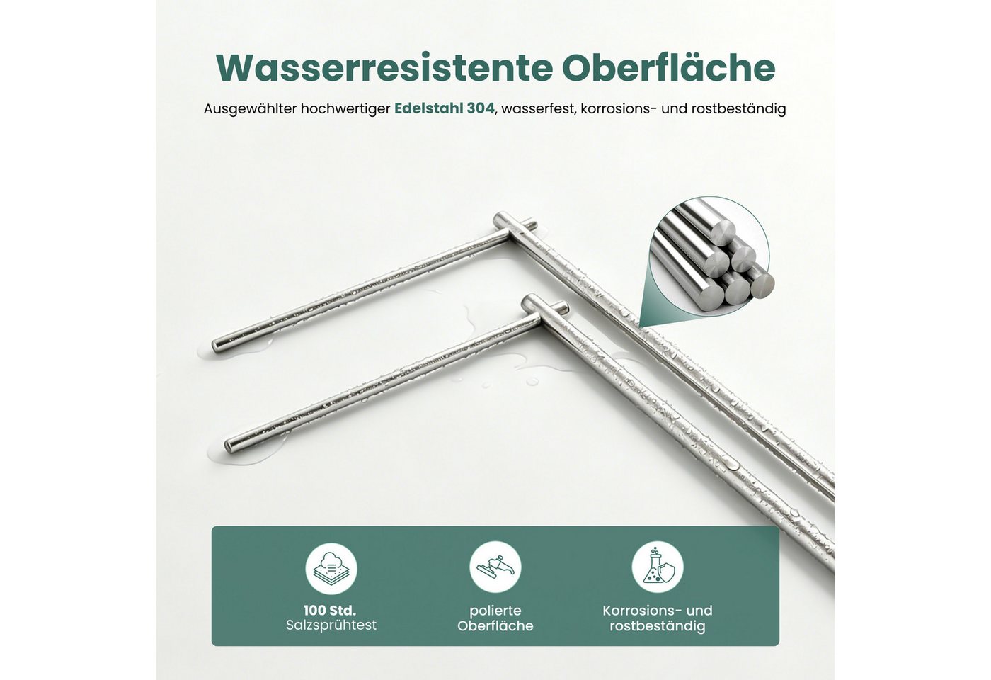 Mai & Mai Handtuchhalter Stehend Bad Handtuchständer mit 2 Handtuchstangen Edelstahl Tavrin-07, Versetzte Handtuchstangen,Untere Ablage,304-Edelstahl,Freistehen – Bild 4 von 5