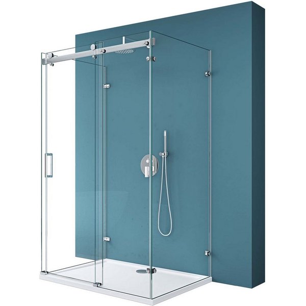 Mai & Mai Komplettdusche Duschkabine U-FORM Duschabtrennung 8mm ESG Glas Nano H:195cm R17-2UK, BxT: 100x75 cm, Einscheibensicherheitsglas, ebenerdiger Einbau mö