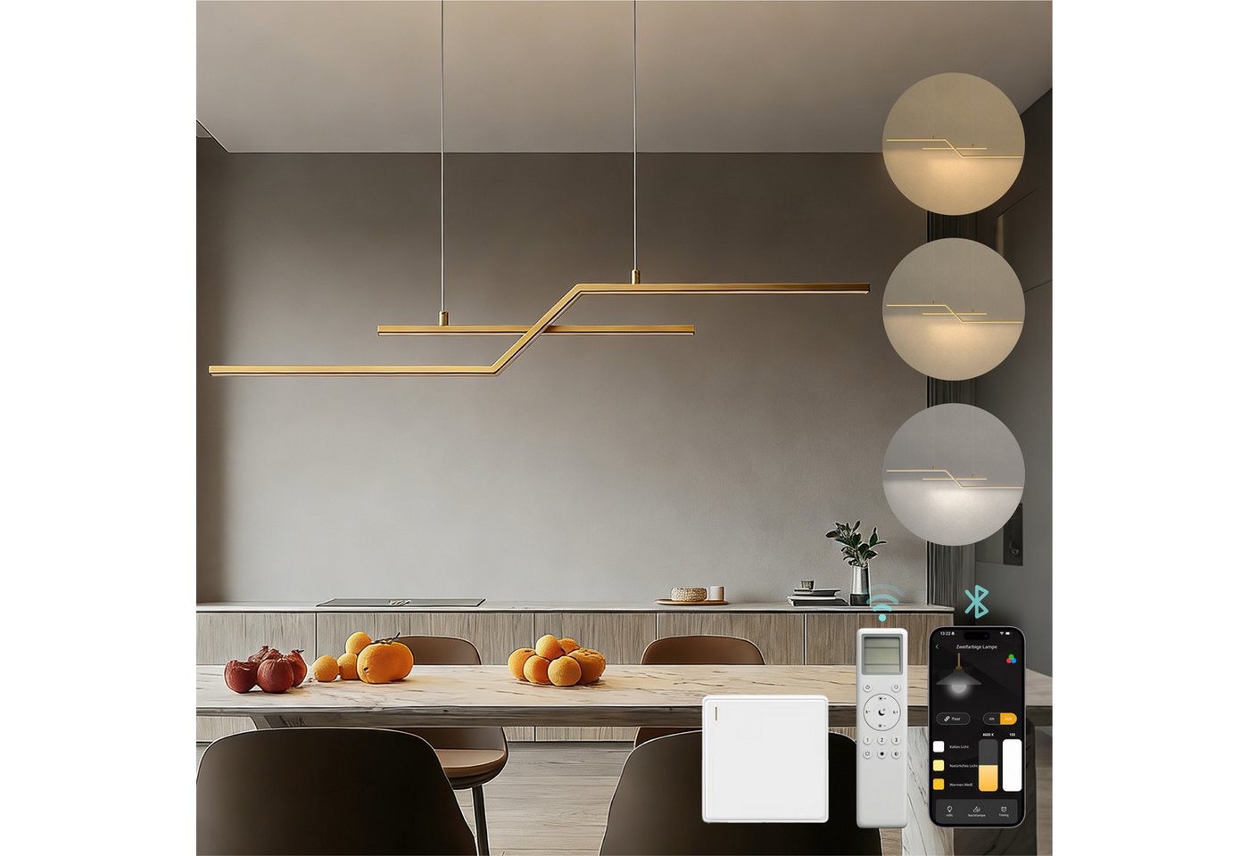 Mai & Mai LED Pendelleuchte LED Hängelampe Linear design Verstellbares Hängeleuchte Luvina10 – Bild 2 von 5