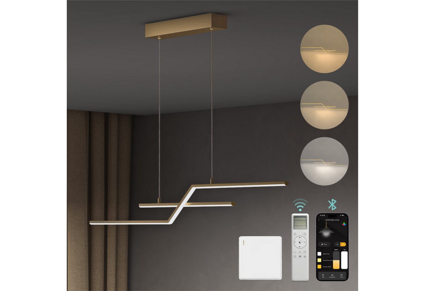 Mai & Mai LED Pendelleuchte LED Hängelampe Linear design Verstellbares Hängeleuchte Luvina10 – Bild 3 von 5