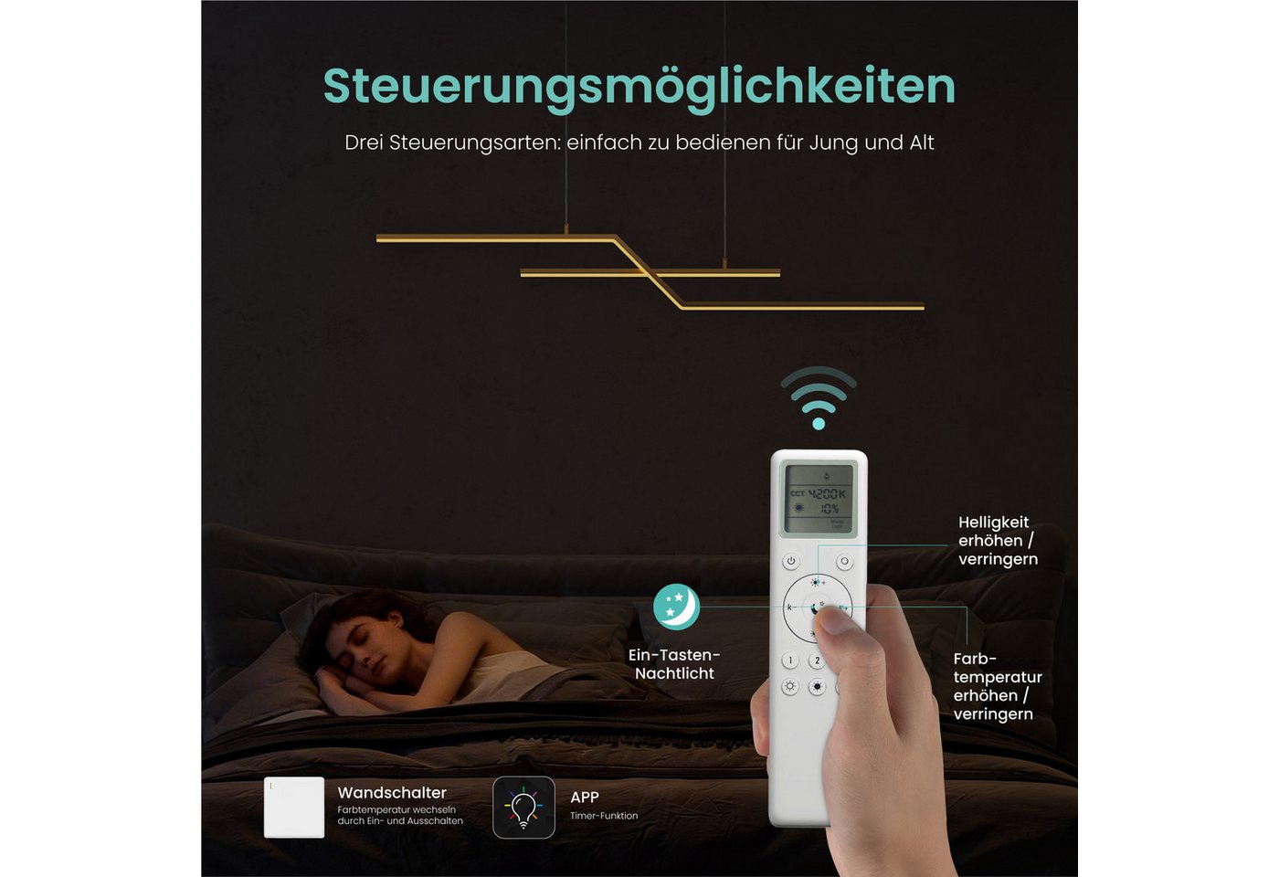 Mai & Mai LED Pendelleuchte LED Hängelampe Linear design Verstellbares Hängeleuchte Luvina10 – Bild 5 von 5