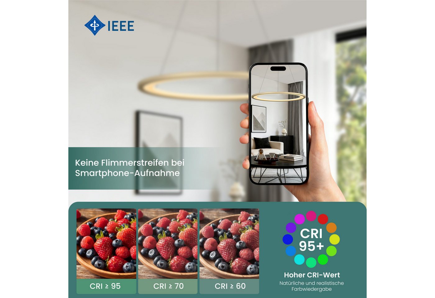 Mai & Mai Pendelleuchte Hängeleuchte pendellampe Farbtemperatur3000–6000K CRI≥95 Luvina01, LED-Pendelleuchte, mit hoher Farbwiedergabe, – Bild 5 von 5