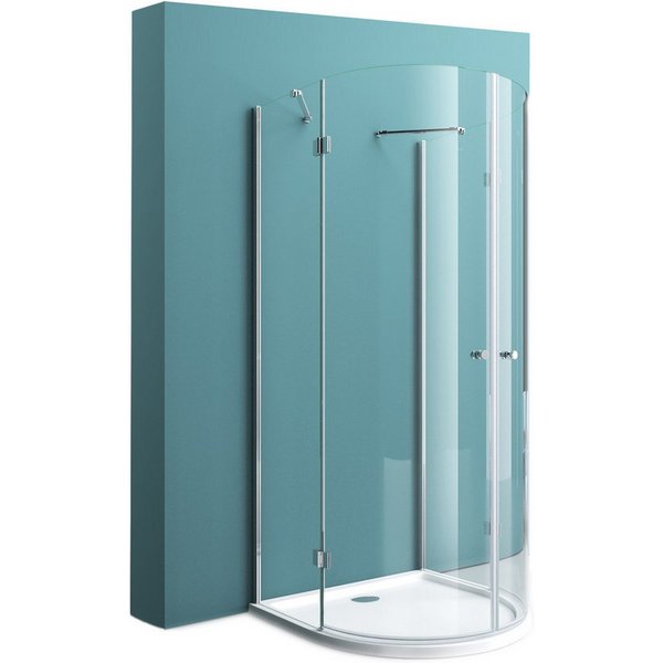 Mai & Mai Runddusche U-Form Duschkabine 6 mm ESG-Sicherheitsglas mit Nano-Beschichtung R03, BxT: 90x90 cm, Zwei Pendeltüren mit Lotus-Beschichtung und Abperl-Ef