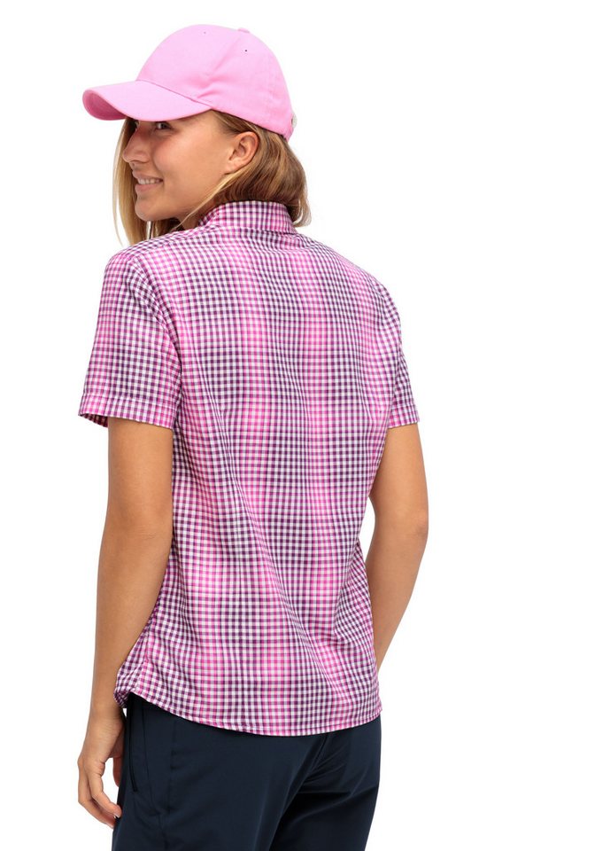 Maier Sports Karobluse karierte Optik, mit Stickerei und Logodetail, Hemdblusenkragen – Bild 3 von 5