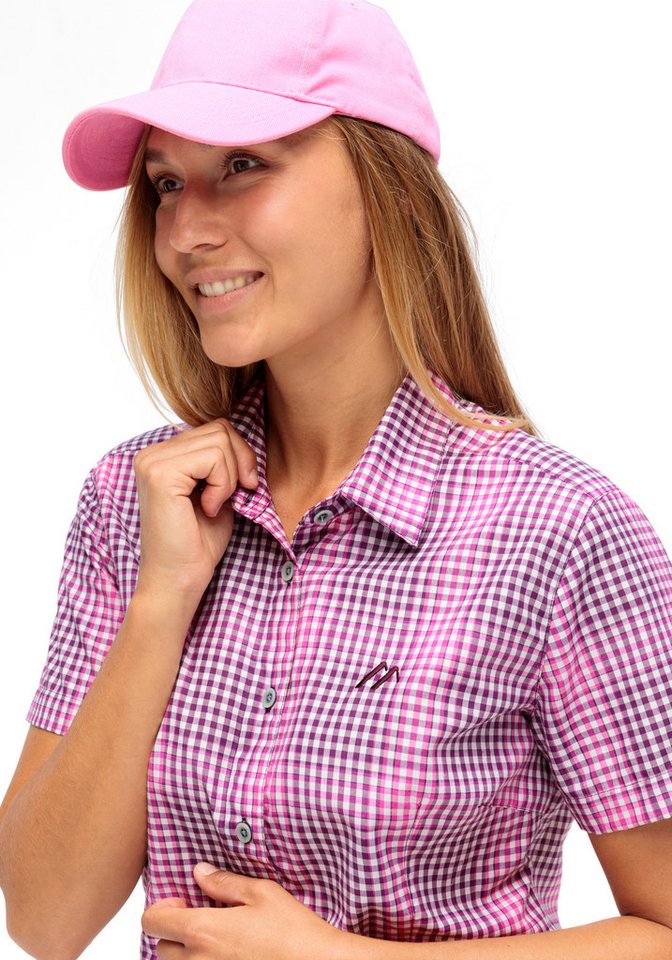 Maier Sports Karobluse karierte Optik, mit Stickerei und Logodetail, Hemdblusenkragen – Bild 4 von 5