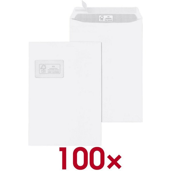 MAILMEDIA Briefumschlag, Format C4, 32,4/22,9 cm, mit Fenster