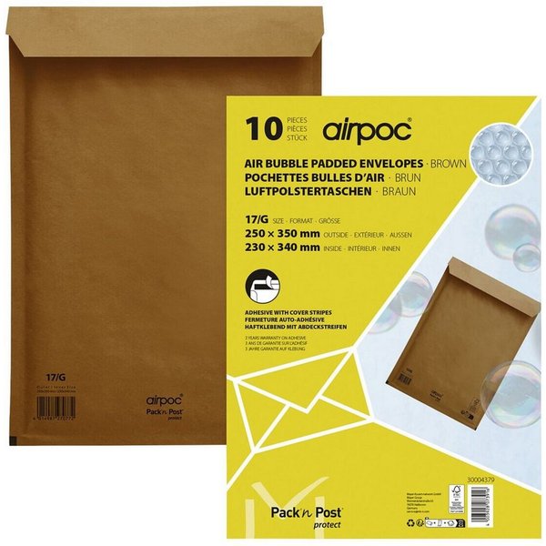 MAILMEDIA Versandtasche airpoc®, mit PE-Luftpolsterung, 25x35 cm, ohne Fenster, Haftklebung