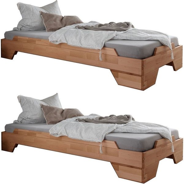 Main Möbel Stapelbett 2er-Set Stapelbett 90x200cm 'Pisa' Buche massiv natur geölt