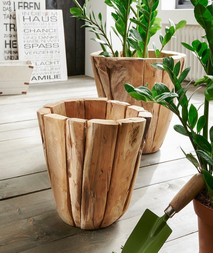 Main Möbel Übertopf Deko-Holztopf 30cm "Rustic" Teak – Bild 2 von 2