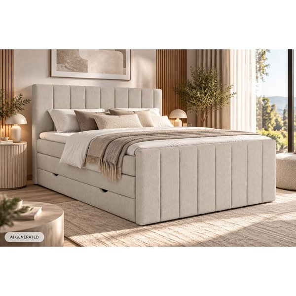 Maison de Rêve Boxspringbett Ruby mit Bettkasten (Komplettbett mit Matratzen, Kopfteil und Topper), Boxspringbett mit Matratzen H4, Doppelbett, inkl. Topper