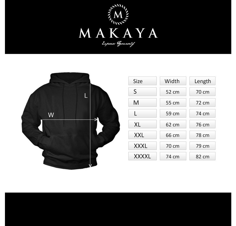 MAKAYA Kapuzenpullover mit Wolfsmotiv Wikinger Wolf Mond Viking Sweatshirt Mond Hoodie (Schwarz, S, M, L, XL, XXL, 3XL, 4XL) Baumwolle – Bild 4 von 4