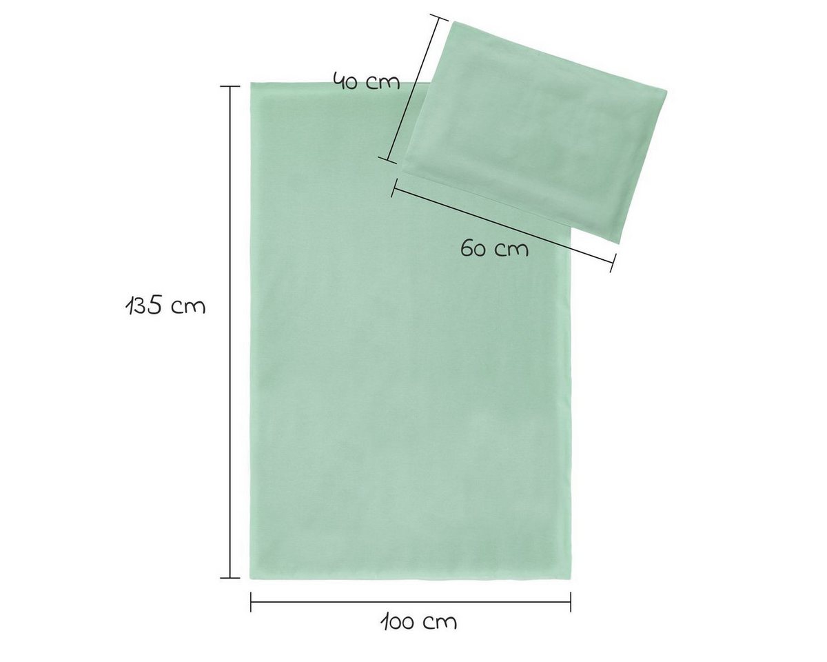 Makian Bettwäsche Uni - Icegreen, Baumwolle, Kinderbettwäsche Set 100x135 cm / 40x60 cm Deckenbezug, Kissenbezug – Bild 2 von 5