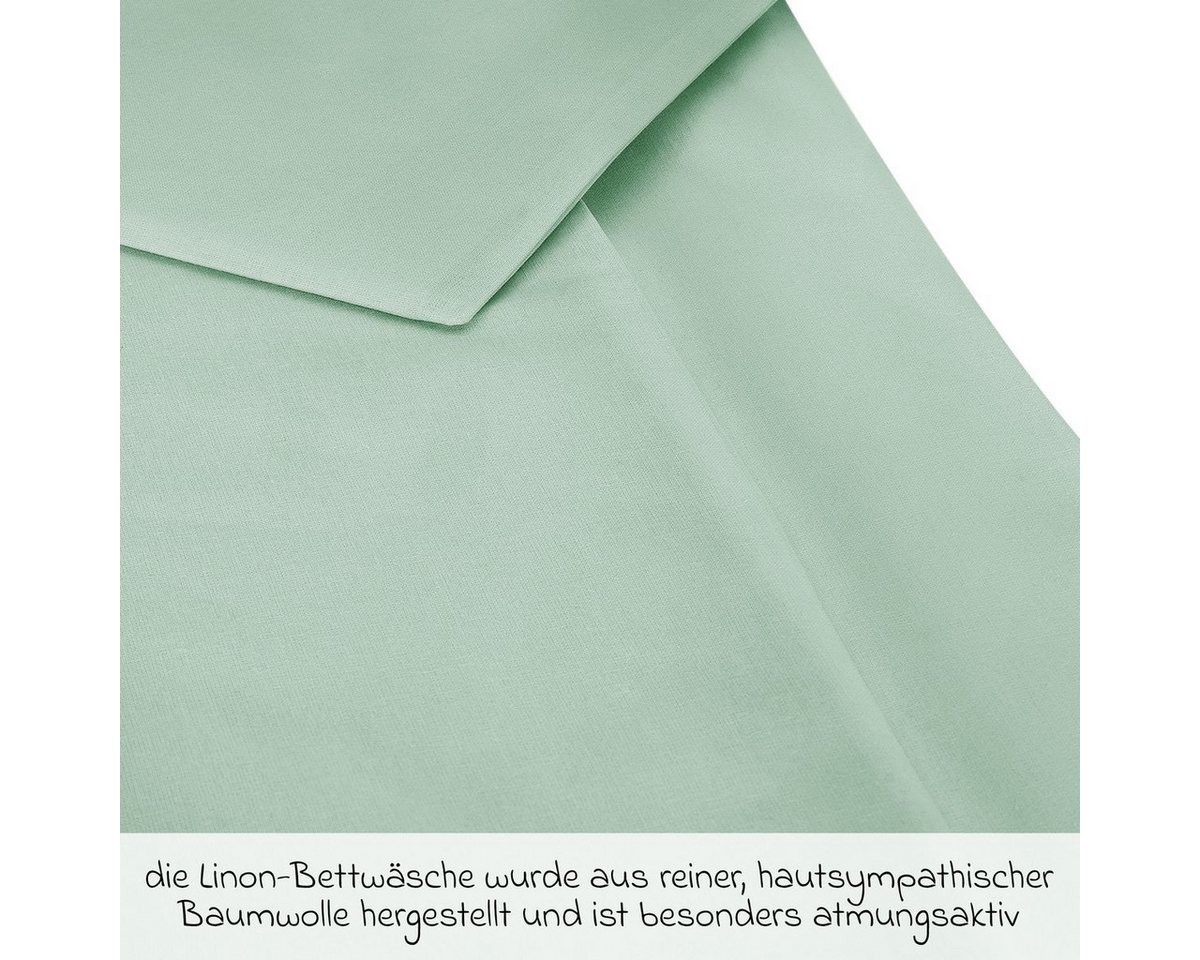 Makian Bettwäsche Uni - Icegreen, Baumwolle, Kinderbettwäsche Set 100x135 cm / 40x60 cm Deckenbezug, Kissenbezug – Bild 3 von 5