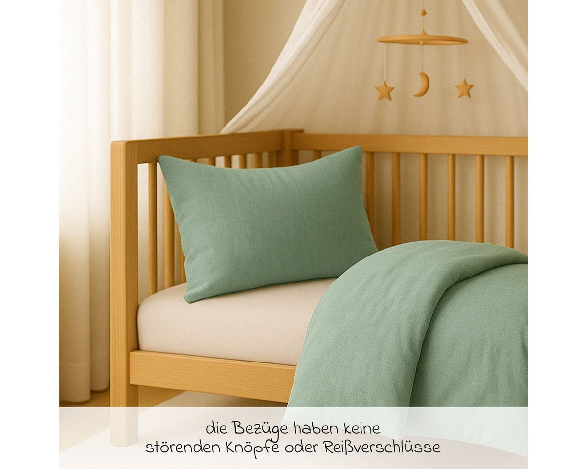 Makian Bettwäsche Uni - Icegreen, Baumwolle, Kinderbettwäsche Set 100x135 cm / 40x60 cm Deckenbezug, Kissenbezug – Bild 5 von 5