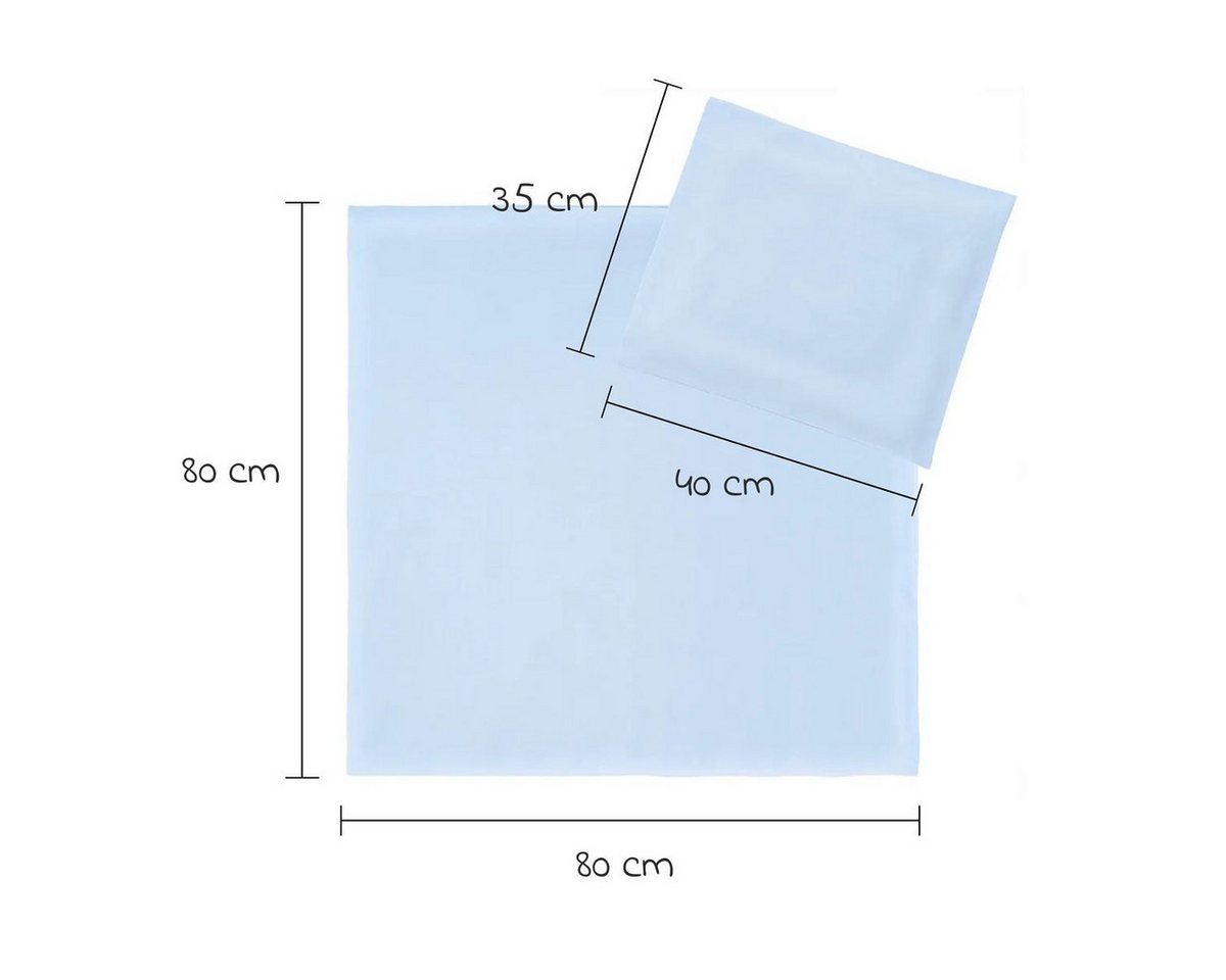 Makian Kinderbettwäsche Uni Hellblau, Baumwolle, Kinderbettwäsche 80x80 cm / 35x40 cm Deckenbezug, Kissenbezug – Bild 2 von 5