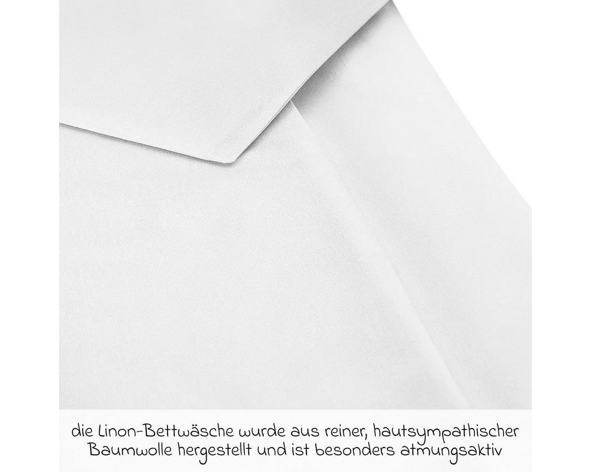 Makian Kinderbettwäsche Uni Weiß, Baumwolle, Kinderbettwäsche 80x80 cm / 35x40 cm Deckenbezug, Kissenbezug – Bild 4 von 5