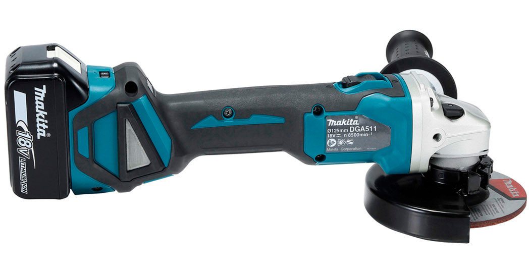 Makita Akku-Winkelschleifer DGA511RTJ, (Set), inkl. Akku, Ladegerät, Aufbewahrungskoffer und weiterem Zubehör – Bild 4 von 5