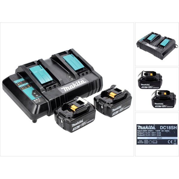 Makita Power Source Kit 18 V mit 2x BL 1830 B 3,0 Ah Akku (197599-5) Akkupacks