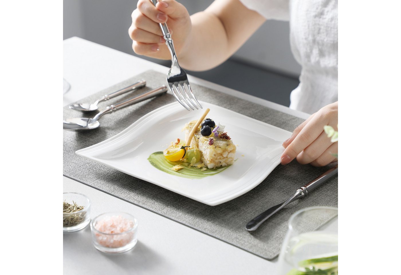 MALACASA Dessertteller 6tlg Dessertteller FLORA Tellerset für 6 Personen, Weiß Porzellan, (6 St) – Bild 2 von 5