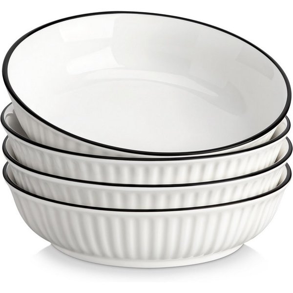 MALACASA Pastateller 4-tlg. Pastateller, Porzellan Suppenteller für 4 Personen, (4 St)