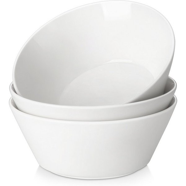 MALACASA Schüssel 3tlg Schüssel Set, Porzellan Salatschüssel für 3, Porzellan, (3-tlg), Weiß, 930ML