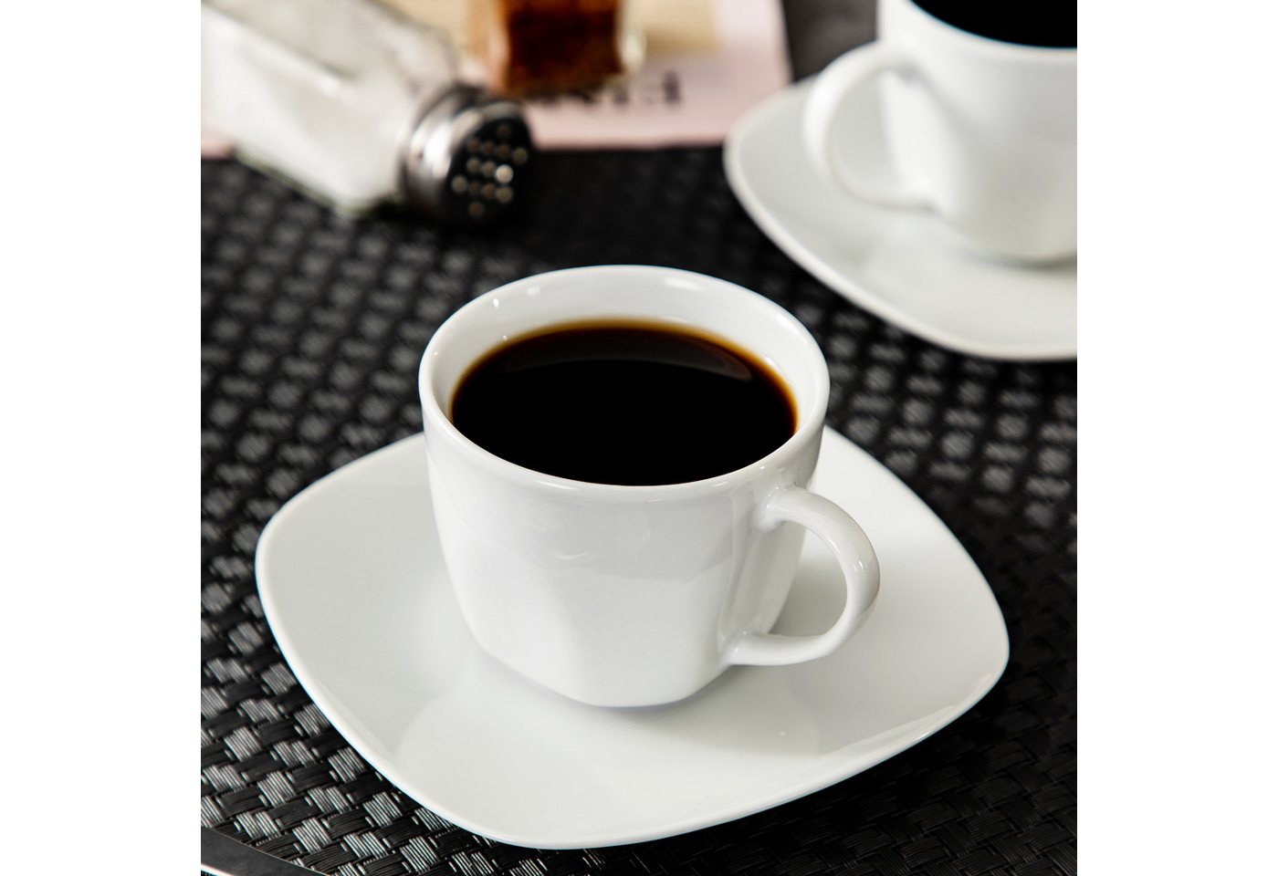 MALACASA Tasse 6tlg Kaffeeservice, ELISA Porzellan Tassen-Set, Grauweiß, 6-tlg., Porzellan – Bild 4 von 5