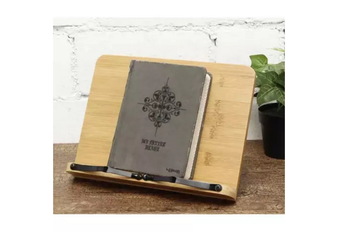 MALATEC Buchstütze Tablet-Laptop-Ständer: Flexibel verstellbarer Halter Buchständer (Bambus Buchständer-Set, 1x Bambus Buchständer), Bambusständer für Bücher un – Bild 2 von 5