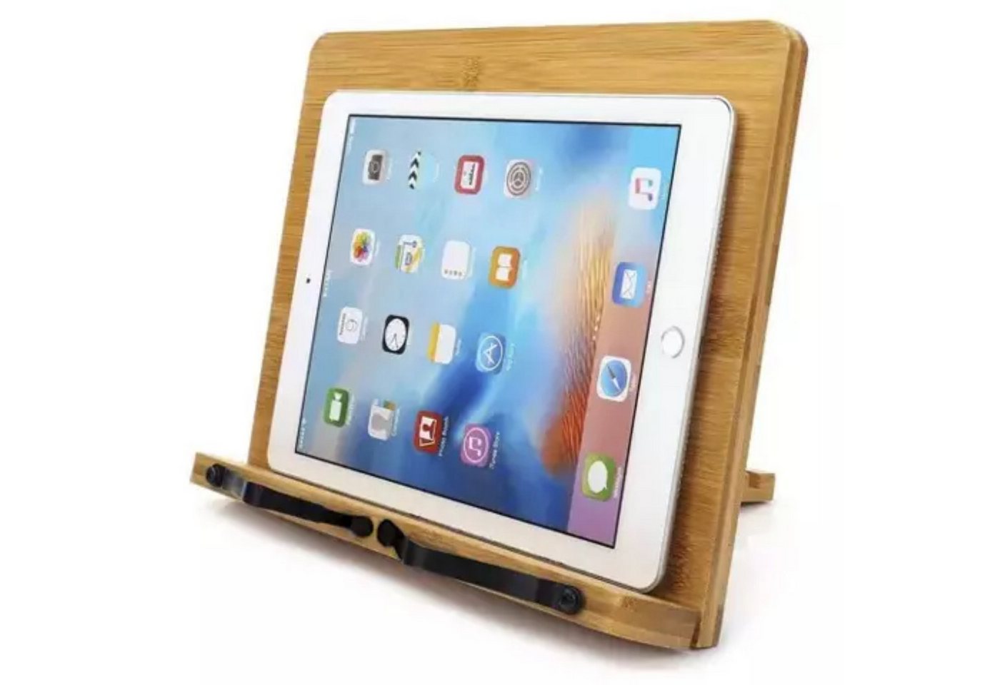 MALATEC Buchstütze Tablet-Laptop-Ständer: Flexibel verstellbarer Halter Buchständer (Bambus Buchständer-Set, 1x Bambus Buchständer), Bambusständer für Bücher un – Bild 3 von 5