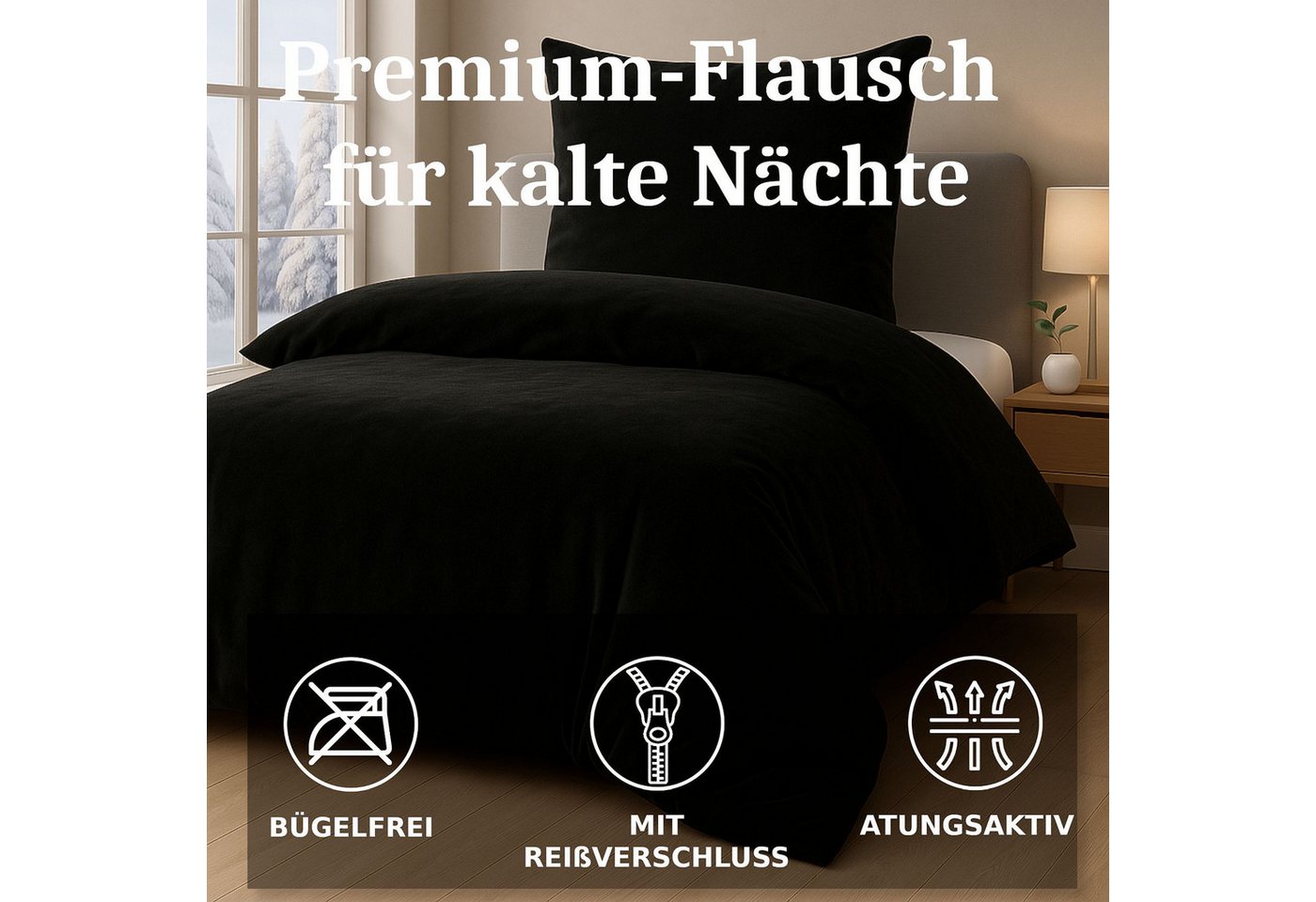 Malika Bettwäsche Cashmere-Touch Fleece, weiche, warme Winterbettwäsche, Cashmere Touch, 2 teilig, Flauschig warmes Teddy-Plüsch – Bild 2 von 5