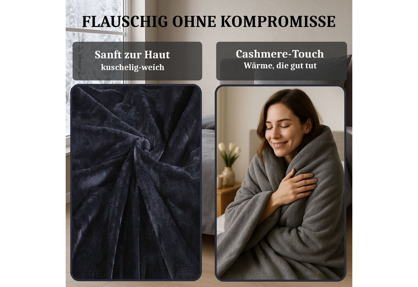 Malika Bettwäsche Cashmere-Touch Fleece, weiche, warme Winterbettwäsche, Cashmere Touch, 2 teilig, Flauschig warmes Teddy-Plüsch – Bild 3 von 5