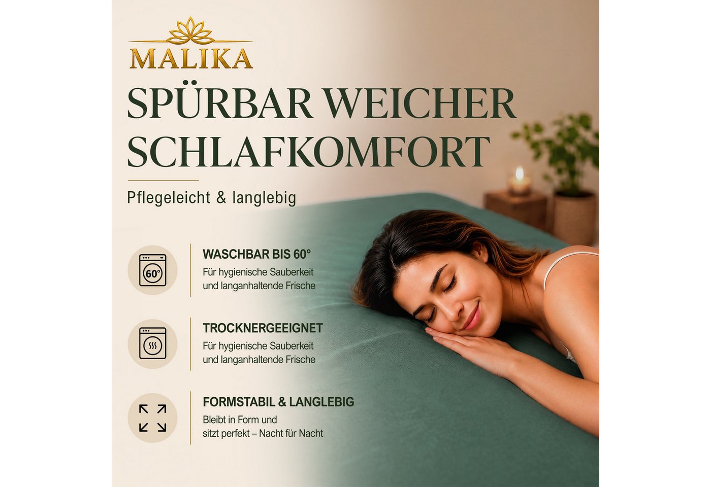 Malika Spannbettlaken aus 100% Baumwolle, 200, Jersey Baumwolle, Gummizug: Ja, (1 Stück) – Bild 2 von 5