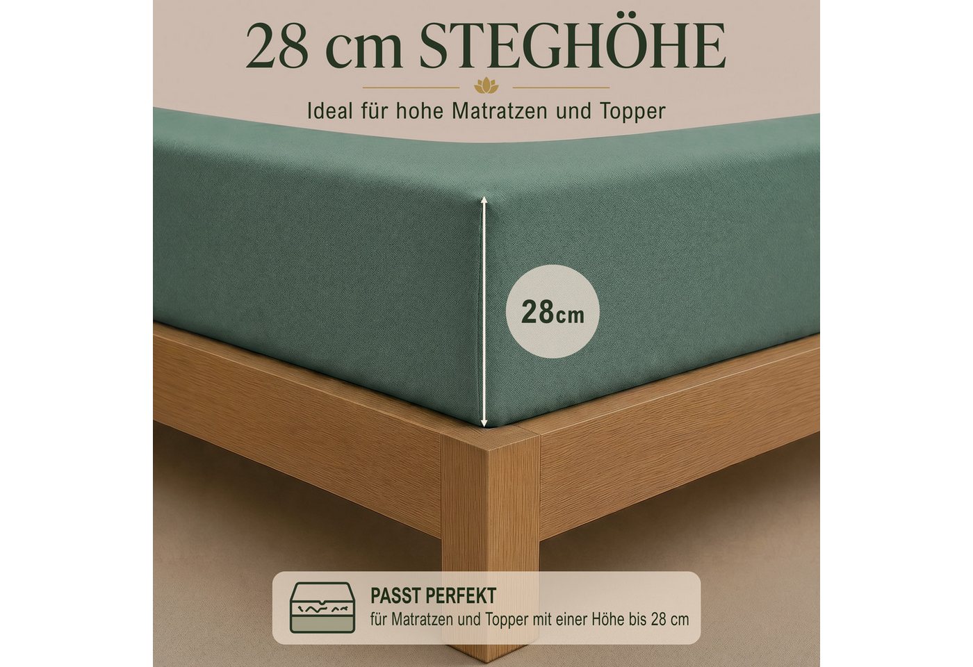 Malika Spannbettlaken aus 100% Baumwolle, 200, Jersey Baumwolle, Gummizug: Ja, (1 Stück) – Bild 5 von 5
