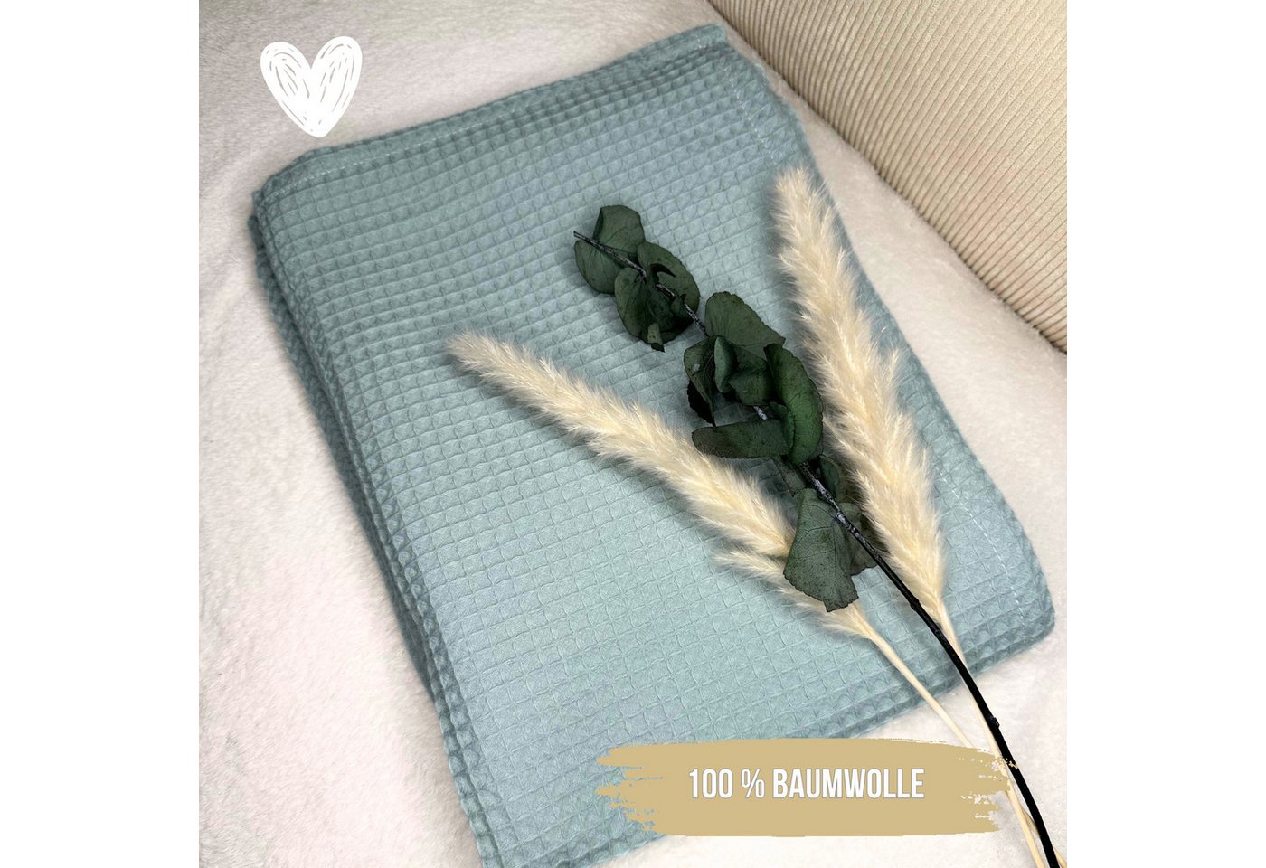 Babydecke Babydecke 75 x 100 cm, 100% Baumwolle Waffelpiqué weiche Kuscheldecke, Malino – Bild 5 von 5