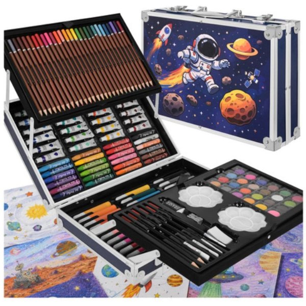 MAALEO Malstift Maaleo Malset Kinder Malkoffer Astronaut 145 Teile mit Stiften und Far