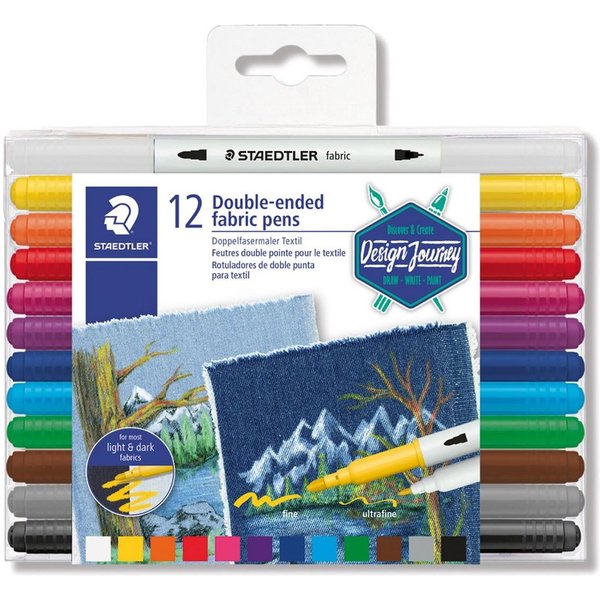 STAEDTLER Malstift STAEDTLER 3190 Doppelfasermaler Textil - 0,5-1 + 1,5-2 mm - 12er Box