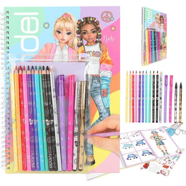Depesche Malvorlage DEPESCHE TOPModel Malbuch-Set mit Stickern