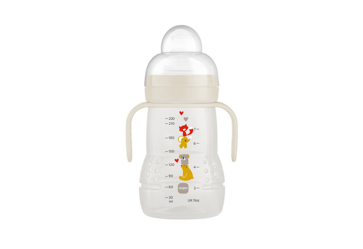 MAM Trinklernbecher Trainer+ Cup 220ml 4m+ Baby Trinklernflasche mit Griffen, Silikonsauger, Mit 2 verschiedenen Trinkaufsätzen für zweistufiges Lernen – Bild 2 von 3