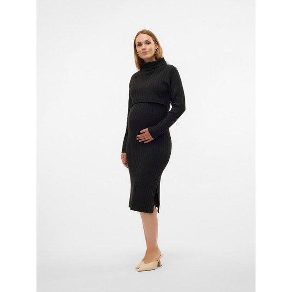 Mamalicious Strickkleid MLSUNIVA JUNE LS KNIT MIDI DRESS 2F NOOS Materialmix, regular fit