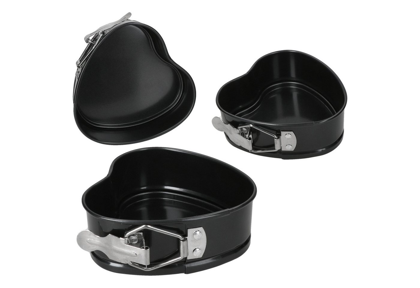 MamboCat Auflaufform 3er Set Mini Springform Herz Backform 11,5 cm Kuchen Airfryer Backofen, Edelstahl – Bild 2 von 5