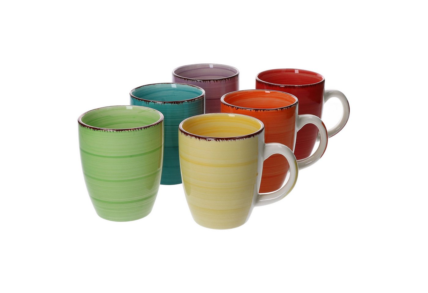 MamboCat Becher 6er Set Kaffeebecher Uni Bunt, Steingut – Bild 2 von 5