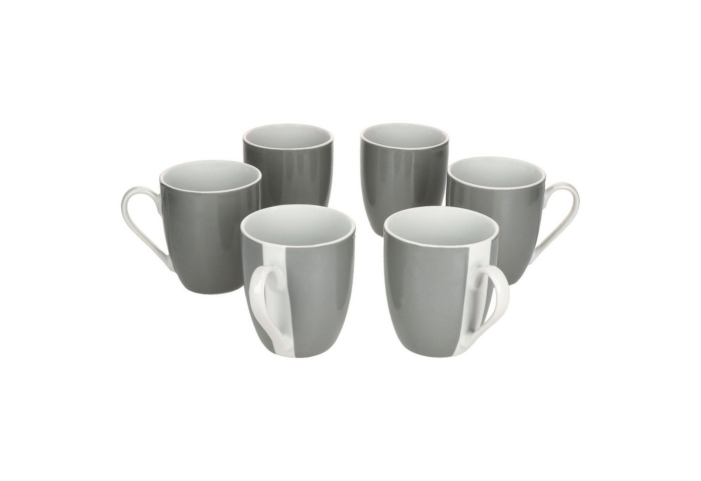 MamboCat Becher 6er Set Variant Grau Kaffeebecher 350ml bunte Porzellan-Tassen, Porzellan – Bild 2 von 5