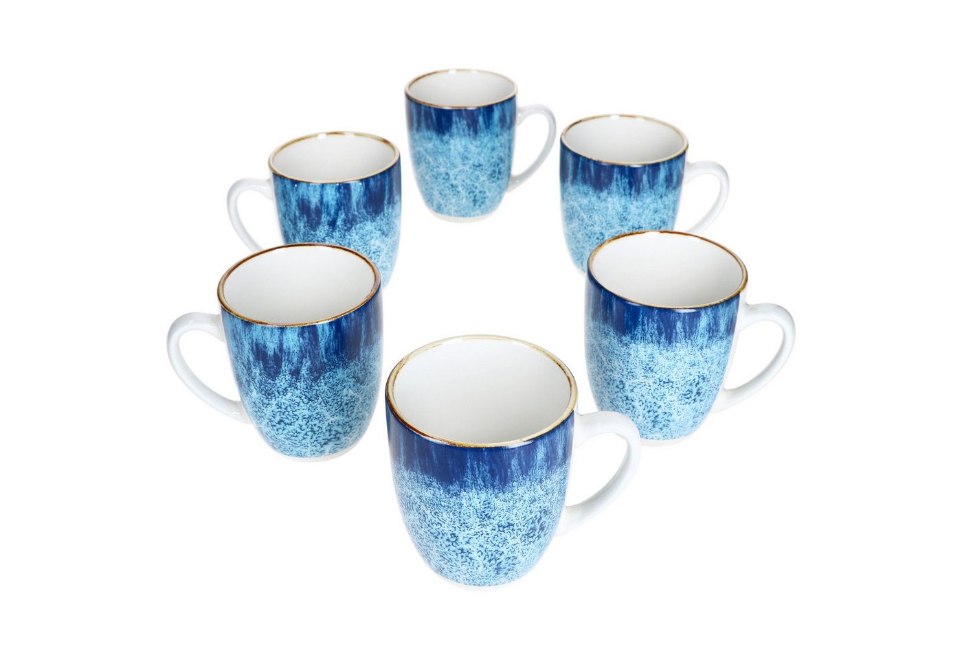 MamboCat Becher Marina 6er Set Kaffeebecher 320ml blaue Porzellan-Tasse 6 Personen, Porzellan – Bild 2 von 5