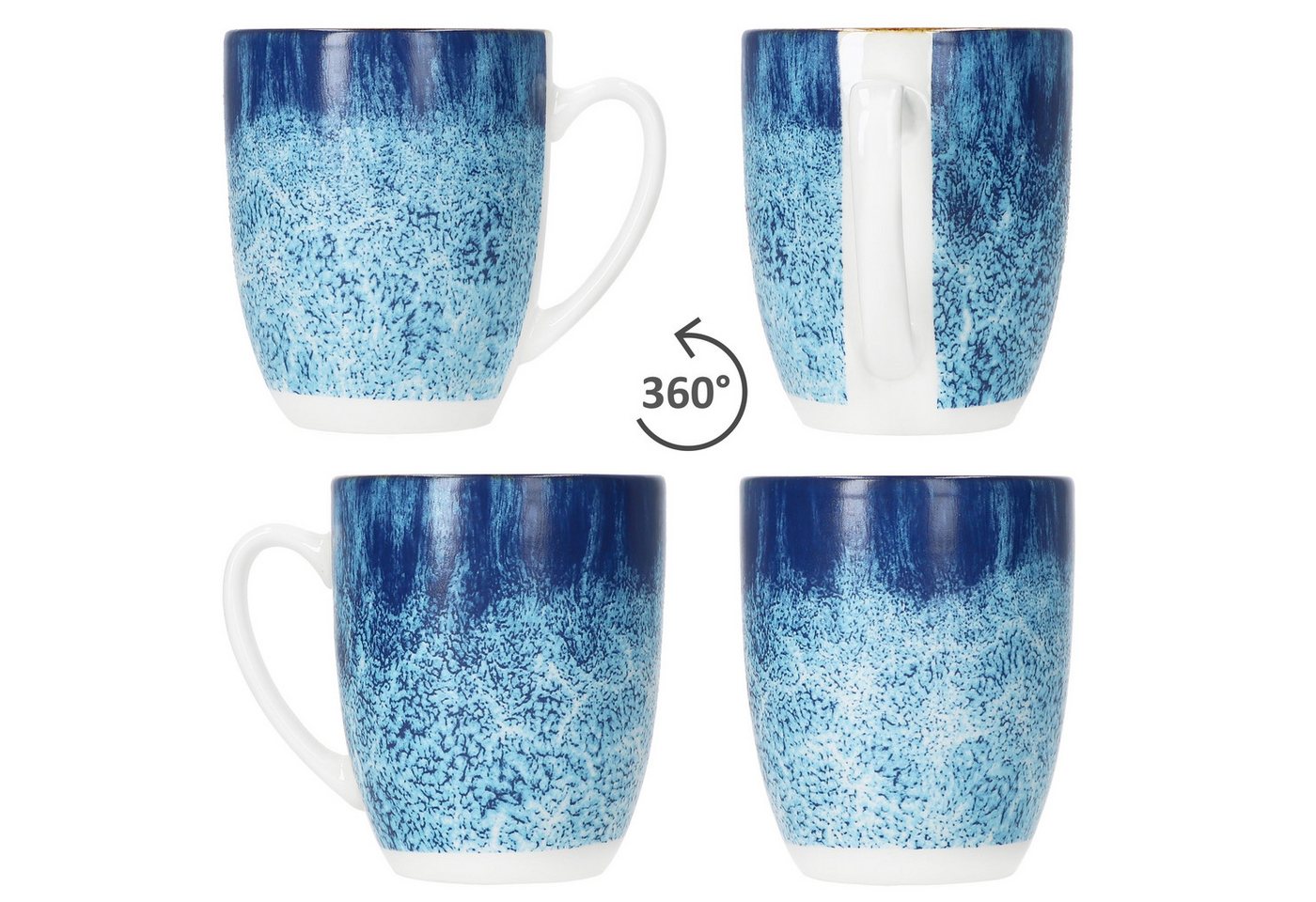 MamboCat Becher Marina 6er Set Kaffeebecher 320ml blaue Porzellan-Tasse 6 Personen, Porzellan – Bild 4 von 5